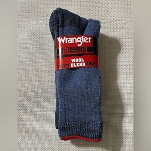 Wrangler L Men’s Denim Blue Merino Wool Blend Knit Crew Work Socks